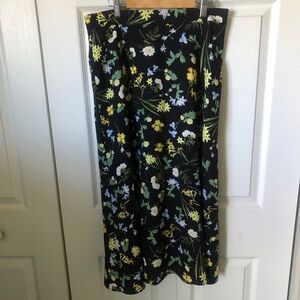 Ann Taylor Black Floral A-Line Skirt